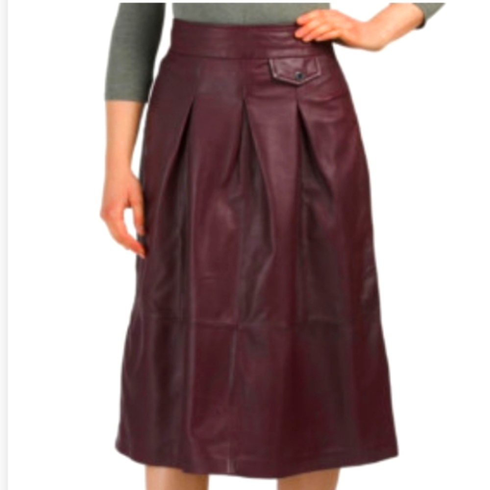 BOD & CHRISTENSEN Leather Midi Skirt